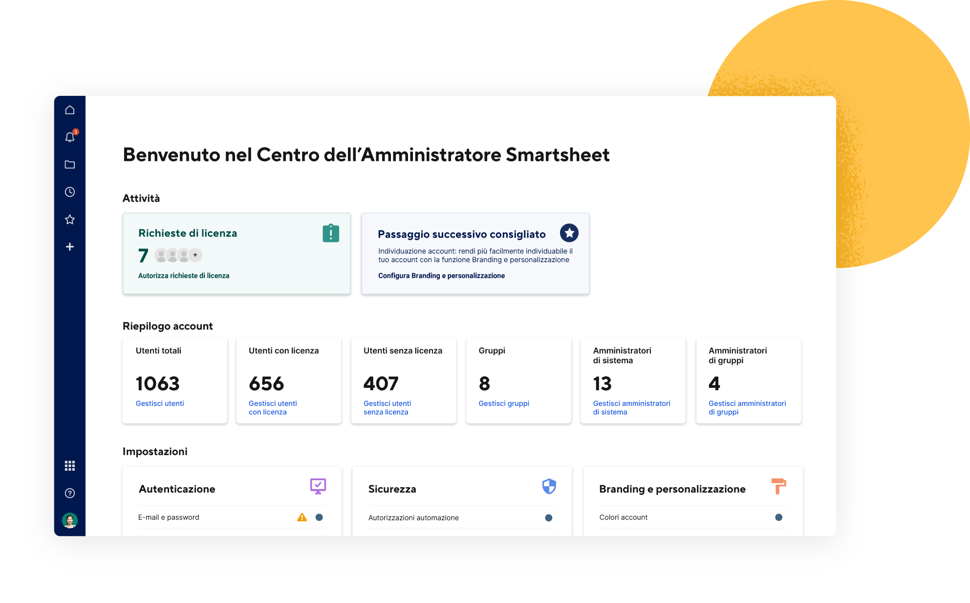 Centro dell'Amministratore Smartsheet