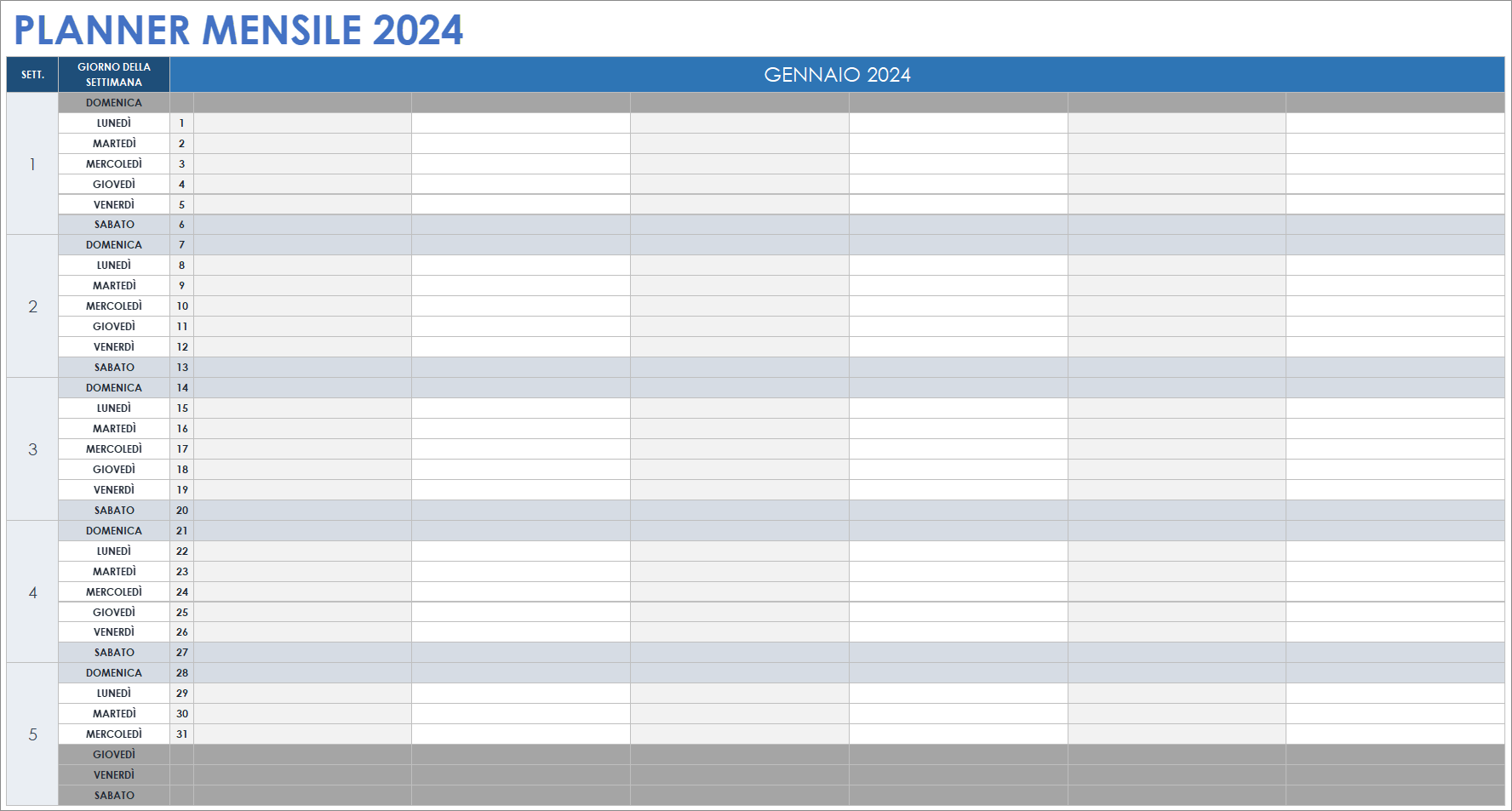  Modello di pianificazione mensile 2024