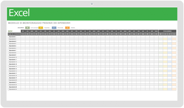 Modello di monitoraggio delle presenze dei dipendenti