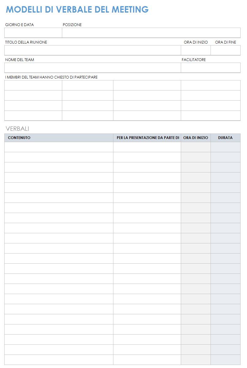 Modello verbale di riunione