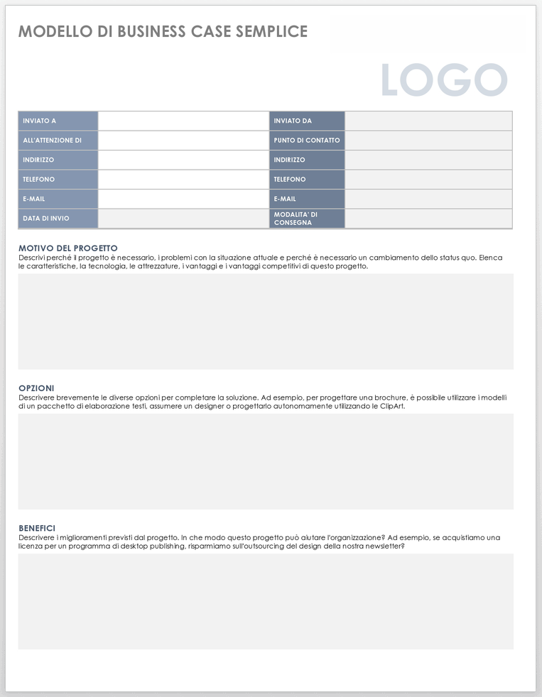 Modello di caso per affari semplici