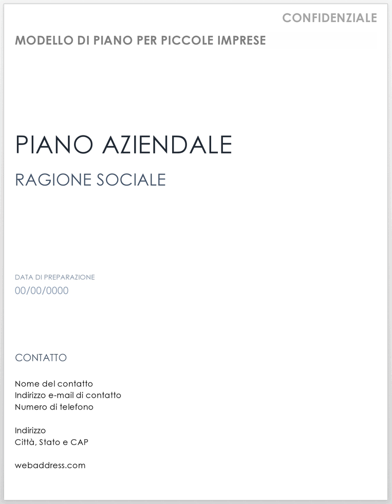 Modello di piano per piccole imprese